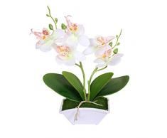 Whiie891203 - Orchidea Artificiale in Seta, Decorazione Floreale per Ufficio, palcoscenico, Feste, Soggiorno, scrivania, Matrimonio, Fotografia, Fai da Te, Colore: Bianco Bianco