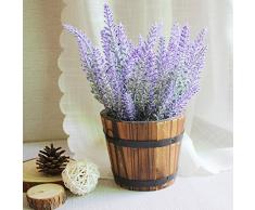 JustYit 4Pcs Fiori Artificiali |5 Teste Artificiale Floccato Lavanda Mazzo|Mazzo Viola|Bouquet di Fiori Finti per Casa Giardino Festa di Nozze Decorazione|Viola