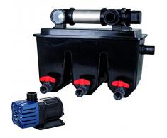 T.I.P. 30288 Filtro per laghetto esterno multicamera MTS 30000, UV-C 25 Watt, per laghetti fino a 30 litri, nero