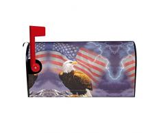 Aquila con bandiera USA stampa cassetta postale, copertura magnetica standard 40,,x 51,2 cm, per esterni giardino e cassette postali