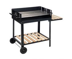Enrico Coveri Barbecue a Carbone Rettangolare Con Doppio Piano Cottura Regolabile, Struttura In Acciaio E 2 Ripiani Portaoggetti, Per Terrazzo, Balcone E Giardino (Nevada)