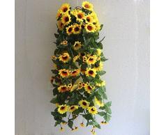 TOOGOO(R) 2 fasci di girasole artificiale indietro Staffa pianta, fiore, foglia cespuglio falso piante