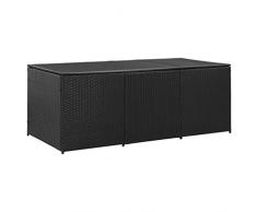 Festnight Baule da Giardino Baule Multibox in Polyrattan 180x90x75 cm Nero
