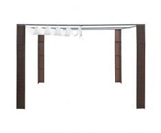 mewmewcat Gazebo con Tetto in Polyrattan,Gazebo Pergola con Tetto in Tessuto Crema 300x300x200cm Marrone