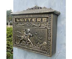 LDMY Cassetta della Posta Americana, Cassetta Postale Vintage a Parete con Chiave e Serratura, Cassetta Postale Decorativa in Metallo per Giornali Postali