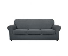 MAXIJIN 4 Pezzi più recenti Fodere per Divano Extra Large Jacquard per 3 posti Fodera per Divano Antiscivolo Elasticizzata per Cani Fodera per Divano per Animali Domestici (4 Posto, Grigio Scuro)