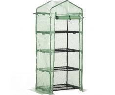 Outsunny Serra per Piante Verticale con Scaffale a 4 Ripiani, Serra da Balcone e Terrazzo in Acciaio e PE Verde Scuro, 70x50x160cm