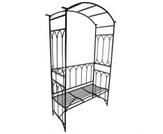 Outsunny Arco da Giardino con Panchina 2 Posti per Matrimoni Feste Metallo 115 x 50 x 203 cm Nero