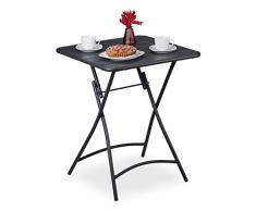 Relaxdays Tavolino da Balcone Pieghevole, Tavolo da Giardino Quadrato, in Acciaio, HxLxP: 74 x 59 x 59 cm, Antracite, 100%, 1 pz
