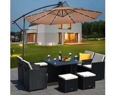 Arredo Ombrellone da Giardino Esterno Terraze Bar Hotel Balcone a Banana 24 LED Marrakesh (Marrone) con LED POTENZIATI