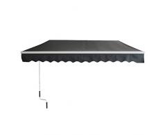 Aufun Tenda da Sole per Esterno Avvolgibile, Tenda da Esterno a Bracci Estensibili con Manovella Manuale, anti-UV impermeabile per Balcone e Terrazzo (360x300 cm, grigio scuro)
