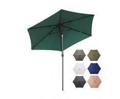 Sekey® Ombrellone in Ombrello Parasole da Esterno da Giardino Ø 270 cm Protezione Solare UV50+ (Verde)