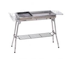 Outsunny Barbecue a Carbonella Grill BBQ da Giardino Balcone in Acciaio Inossidabile, Argento, 104 x 33 x 70 cm