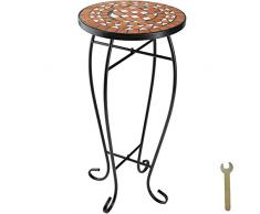 TecTake 800571 - Tavolino da Balcone, Piano del Tavolo in Mosaico di Pietra, Slanciate Gambe arcuate - Disponibile in Diversi Colori (Terra | No. 402768)