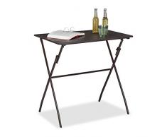 Relaxdays Tavolo Pieghevole da Giardino, Aspetto Legno, Tavolo Rettangolare Balcone, Plastica, 75x77,5x48,5 cm, Marrone