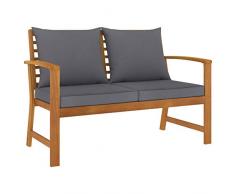 Tidyard Panca Panchina da Giardino a 2 Posti in Legno Massello di Acacia con Cuscini 120x60,5x81 cm,Panca con Braccioli,Panca da Esterno in Legno,Panca Legno,Divanetto da Giardino per Esterno Legno
