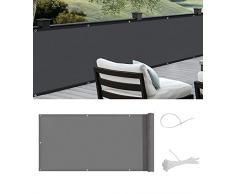 COOL AREA Frangivista per Balcone in PES, Impermeabile Anti-UV Recinzione Copertura per Balcone Giardino,90x600cm,Antracite
