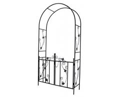 Arco per rose defacto con integr. Cancelletto per piante rampicanti da giardino in metallo – 225 x 115 x 37 cm – Porta bloccabile – Colore: nero [DF-020