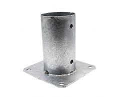 DOJA Barcelona | Staffa Circolare | 4pz | 81x150x150mm | Acciaio Zincato | Staffa Porta Palo Legno con Base Avvitabile | Supporto Staffe Circolari per Recinzione Giardino, Paletti Gazebo, Pali Tende