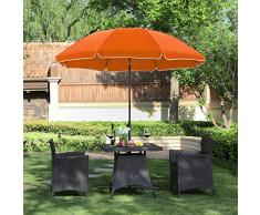 SONGMICS Ombrellone Diametro d’Arco 2,1 m, Ombrellone da Spiaggia Ottagonale, Meccanismo Inclinazione, Presa d’Aria, Borsa da Trasporto, Giardino Balcone Piscina, Arancione GPU65OG (Base Non Inclusa)
