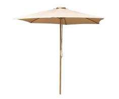 Ombrellone da Giardino in legno 2,7m Ombrellone da Esterno Patio 9ft Ombrellone Rotondo con Carrucola di Sollevamento, Impermeabile al Vento, 6 Costole per Giardino, Terrazza, Patio, Cortile.