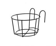 Cabilock Ringhiera Appesa Portavaso Fioriera Arte Del Ferro Cestini Appesi Appendiabiti Balcone Cesti di Piante per Patio Balcone Veranda O Recinzione per Interno Esterno Nero 30. 5X25cm