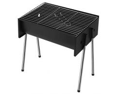 SONGMICS Barbecue a Carbone, Barbecue Portatile in Ferro Verniciato a Spruzzo, Griglia Cromata, BBQ Grill per Grigliate Picnic Campeggio, Nero GBQ44BK