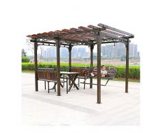 WANGQW Gazebo allaperto per Giardino Domestico o Affari, Giardino in Legno Gazebo, Patio Pavilion, Villa Garden Gazebo Grape Rack, con Sedia a Battente e scrivania