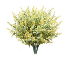 Derbway Aggiornato Lavanda Artificiale, 4PCS Mazzo di Fiori di Lavanda Floccata Naturale per La della Casa Dellufficio della Festa Nuziale Decorazione della Pianta del Patio del Giardino (Giallo)