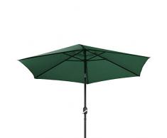 Ribelli Ombrellone Parasole ombrellone da Giardino ombrellone da Spiaggia Balcone Protezione dal Sole, colorazione:Verde Scuro, Diametro:270 cm