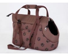 Hobbydog, borsa per il trasporto di cani e gatti, taglia 2, marrone chiaro con motivo a impronte di zampe