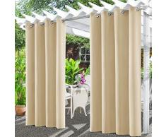 Tgkoddo Tende da Esterno, Tenda da Esterno Impermeabile con Anelli, Tenda per Gazebo da Esterno Adatto a Balconi, Pergolati e Terrazzi per Protezione Solare e Privacy(132 * 215cm,beige)
