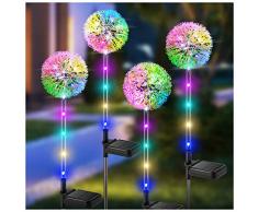 BUCASA Lampade Solari da Giardino, 4 pezzi Luci Solari Esterno Dandelion con Cambio di Colore LED, IP65 Impermeabile Luce Solare LED Esterno Fiore per Prato, Balcone, Halloween Decorazioni Natalizie