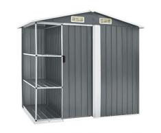 Tidyard Capanno da Giardino con Scaffali,Casetta da Giardino per Esterno in Acciaio,Capanno Casetta Attrezzi Metallo,Capanno Esterno Metallo,Casetta Attrezzi con Scaffali 205x130x183 cm