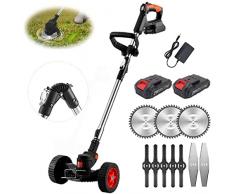 Tosaerba elettrico pieghevole, tosaerba elettrico a spinta manuale, tagliaerba a batteria 3 in 1 con doppia assistenza alla ruota e display di alimentazione a LED, per riparazione e manutenzione del