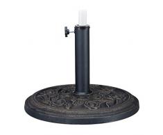 Relaxdays Base per Ombrellone, per Aste con D: 35 mm, 38mm, 48 mm, Adattatori Precisi, Antivento, Stabile, Nero