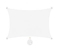 SUNNY GUARD Tenda a Vela Rettangolare 2x3m Impermeabile,Vela ombreggiante parasole Protezione Raggi UV per Giardino Esterno terrazza,Crema