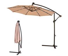 Ombrellone da Giardino Esterno Terraze Bar Hotel Balcone a Banana 24 LED con Led Potenziati Marrakesh (BEIG/ 270CM)