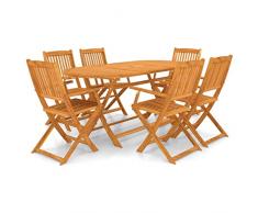 vidaXL Set da Pranzo per Esterni 7 pz Tavolo e Sedie Set da Giardino Mobili da Pranzo Arredamento da Pranzo per Esterni Legno Massello di Acacia