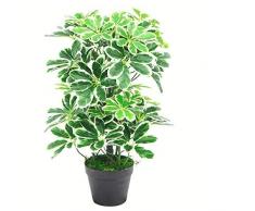 Leaf - Ombrello artificiale Schefflera Arboricola, 55 cm, vaso di plastica nero, Pianta leggera, 55 cm