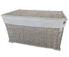 fantasie d oriente Cesto Baule PORTABIANCHERIA Vimini Rattan Bianco Shabby Chic CM 78X44X45 H Porta Biancheria