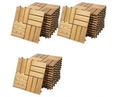 Casaria Piastrelle in Legno di Acacia 33pz Certificato FSC ad Incastro 3m² 30x30cm Giardino Piscina