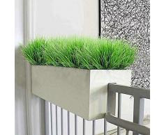 Piante artificiali da esterno plastica verde finto arbusti erba di grano cespuglio pianta di simulazione in vaso 7 forchette erba primaverile (verde taglia unica)