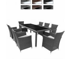 ARREDO GIARDINO SALOTTO GIARDINO SET DA 17 RATTAN SINTETICO GRIGIO VETRO NERO