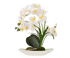 ENCOFT Phalaenopsis Fiori Orchidea pianta Finta con Vaso Artificiali Vaso di Orchidee Bonsai in Vaso con Vaso Arredamento per la casa Decorazione per la Festa Nuziale