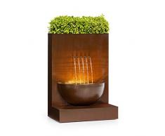 Blumfeldt Windflower - Fontana da Giardino, per Uso allAperto e al Chiuso, 11 W, Vaso per Piante Integrato, Quantità di Flusso: 750 l/h, Barra Luminosa LED, Metallo Zincato, Marrone