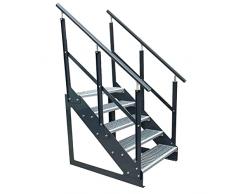 5 Gradini Scala autoportante Completamente zincata e Antracite Fianchi verniciati a polvere con ringhiera su entrambi i lati - Dimensioni (L x L x H) 101cm x 80cm x 95cm