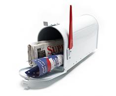 Cassetta delle lettere bianca stile americano Cassetta della posta con bandierina