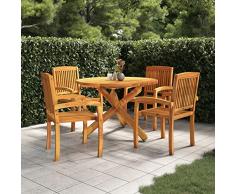 Chusui Set da Pranzo per Giardino 5 pz in Legno Massello di Teak,Set Pranzo da Giardino,Mobili da Esterno,Set Giardino Esterno Arredo