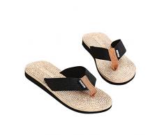 ERLINGO - Infradito da uomo, per sport, spiaggia, piscina, con supporto ad arco e plantare in legno morbido, comode pantofole per interni ed esterni, Nero (Nero ), 43 1/3 EU